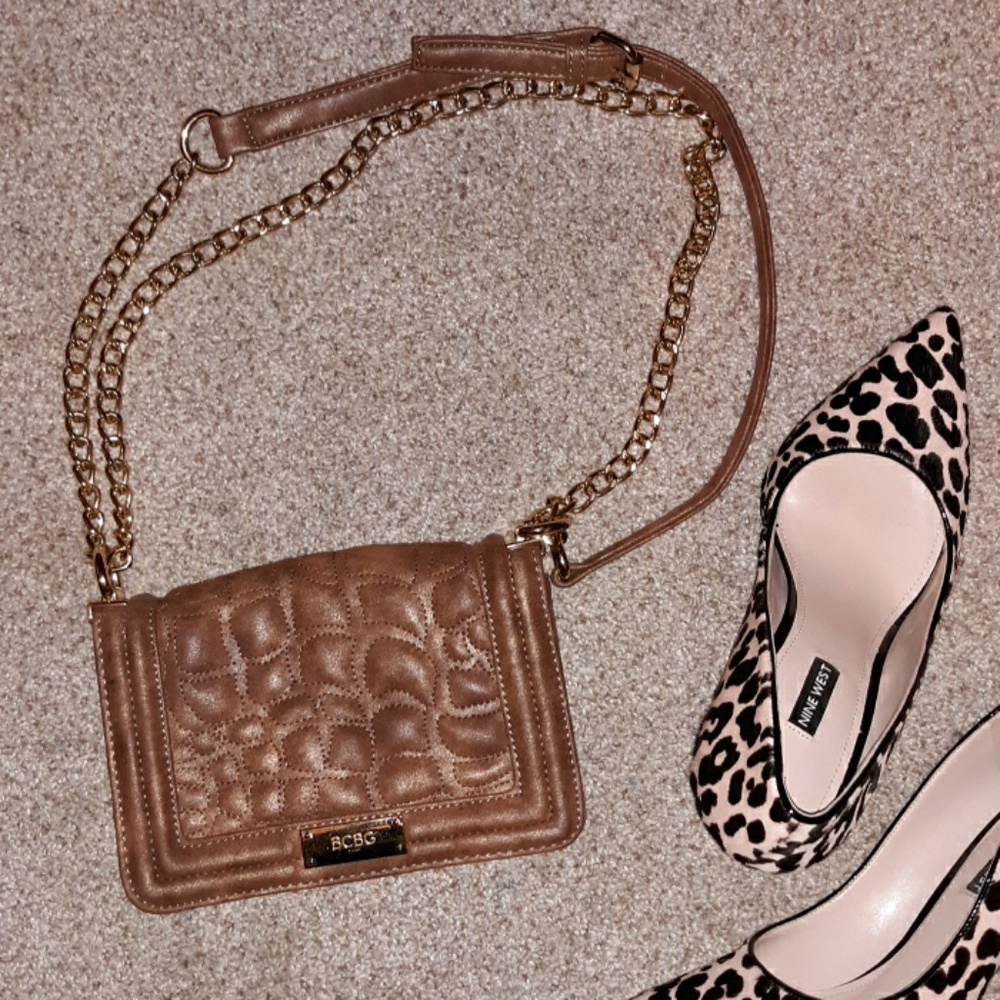 BCBG Crossbody Purse Brown with Gold Hardware - Picture 3 of 5